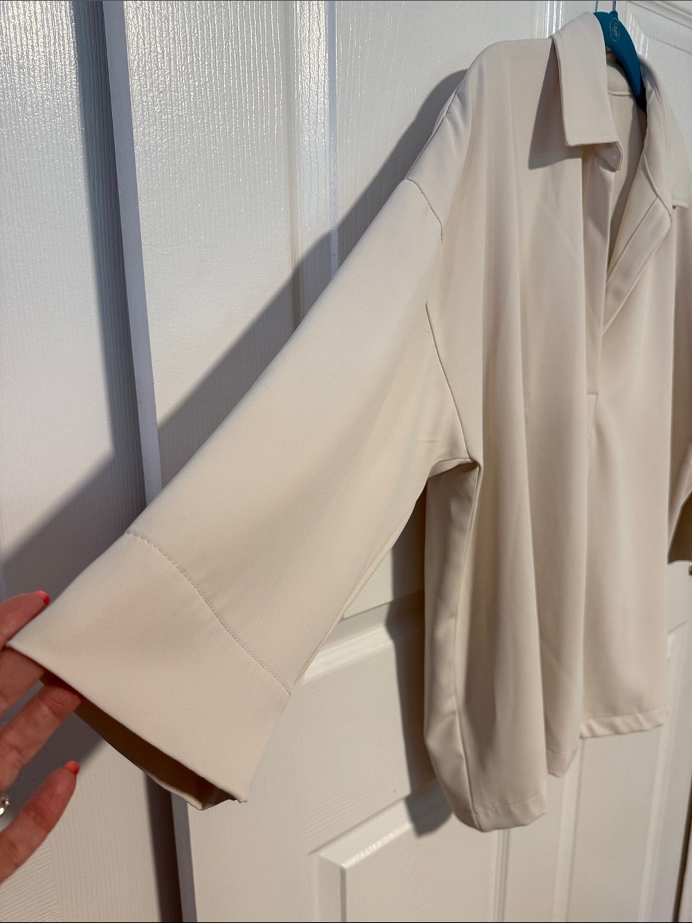 Melloday Neutral Cream Collared Blouse XL - Picture 3 of 4